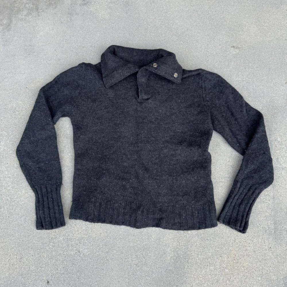 Banana Republic 100% Merino Wool Snap Neck Sweater Charcoal Gray Women Medium